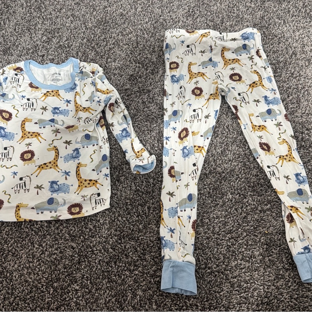 Little Me Safari Animal Pajama Set - Blue and White